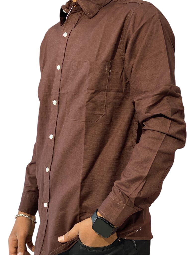 ZARA LINEN BROWN SHIRT - Image 2