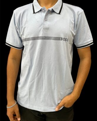 BOSS Striped Logo Polo Shirt