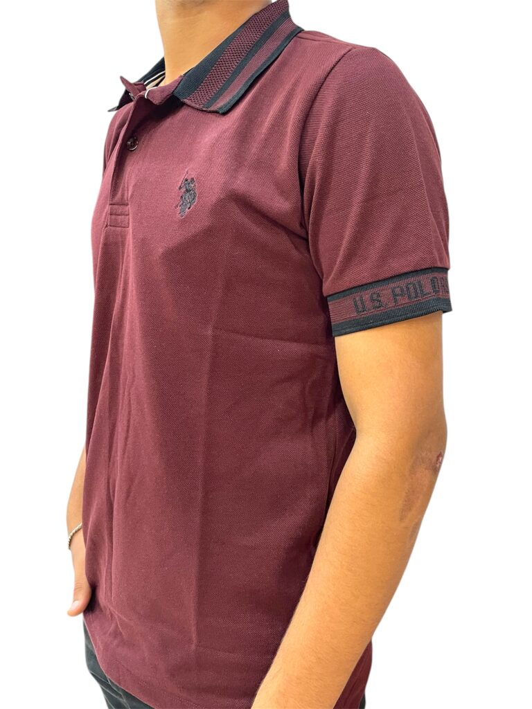 US POLO Burgundy Polo T-Shirt - Image 2