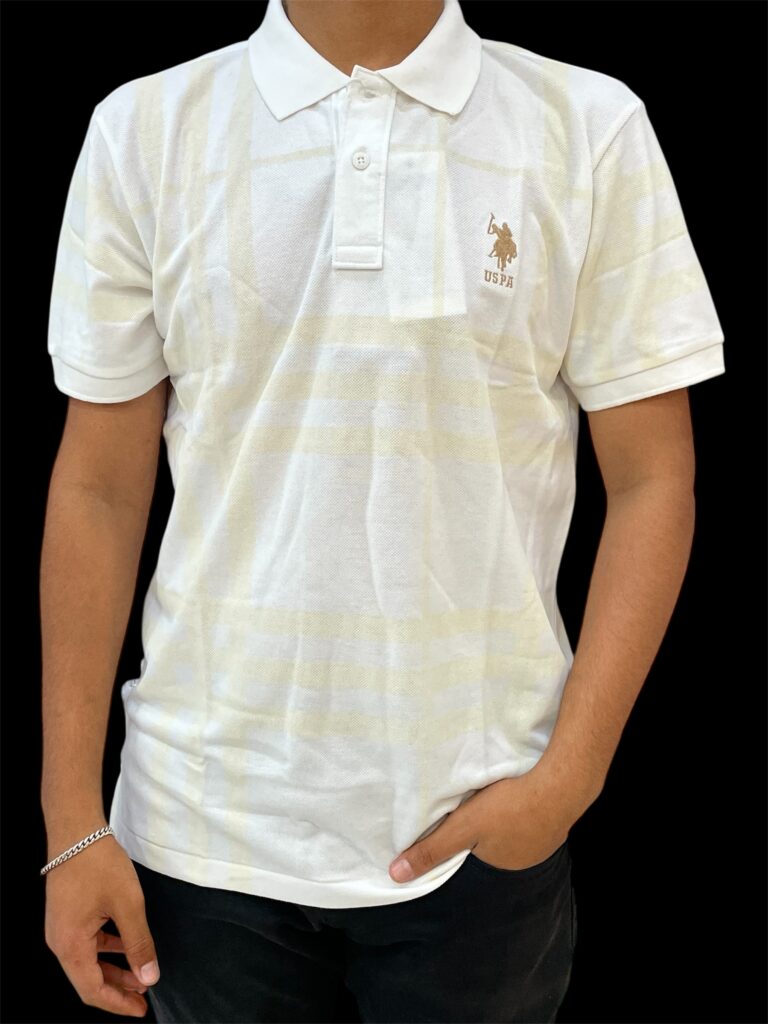 US POLO White & Pale Yellow T-Shirt