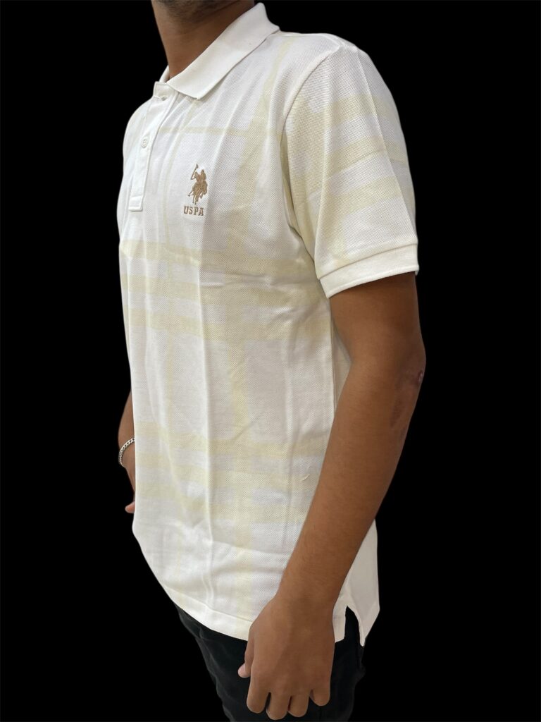 US POLO White & Pale Yellow T-Shirt - Image 2