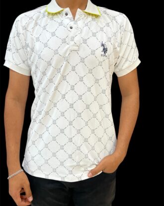 US POLO  White Patterned  T-Shirt