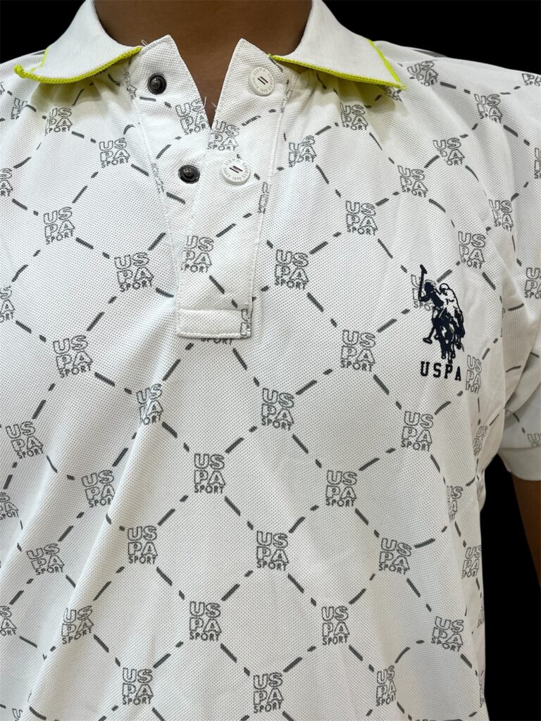 US POLO  White Patterned  T-Shirt - Image 2