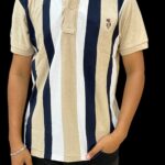 US POLO Beige & Navy Striped T-Shirt