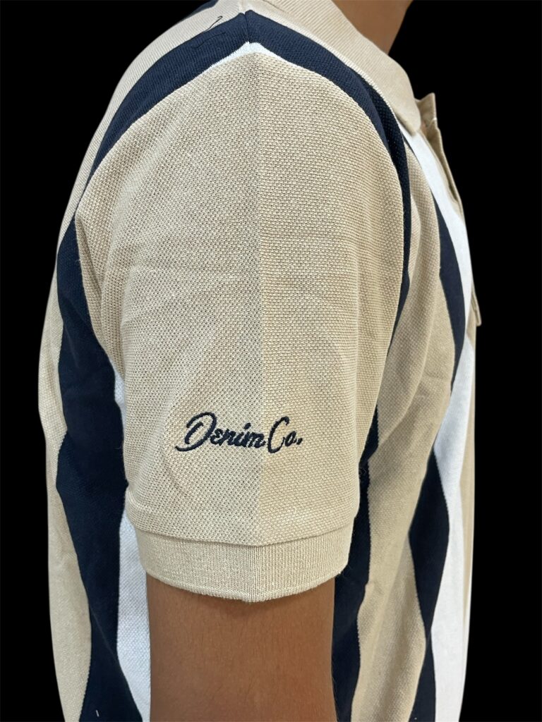 US POLO Beige & Navy Striped T-Shirt - Image 4
