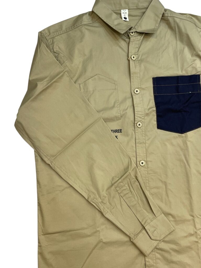 Imported Beige & Navy Pocket Shirt - Image 2