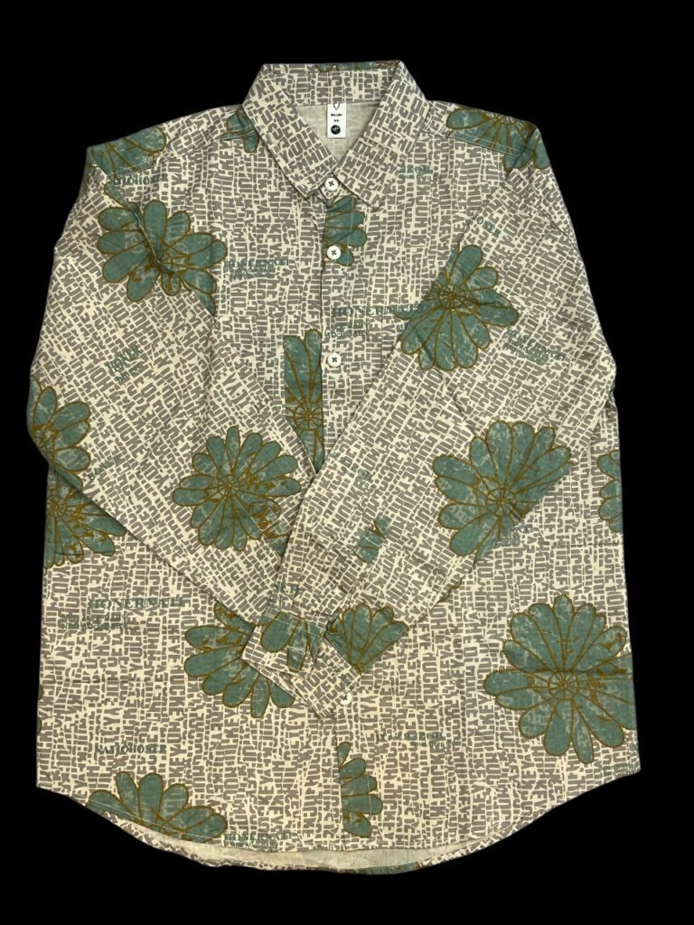 Imported Beige Floral&Textured Shirt