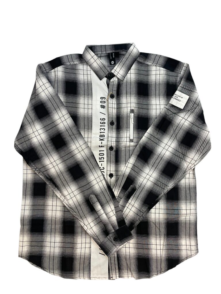 Trendy Black & White Plaid Shirt
